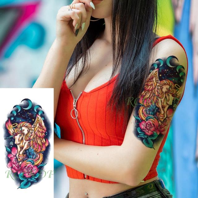 Waterproof Womens Temporary Sticker Tattoo Flower Rose Realistic Sketches For Arm Hand