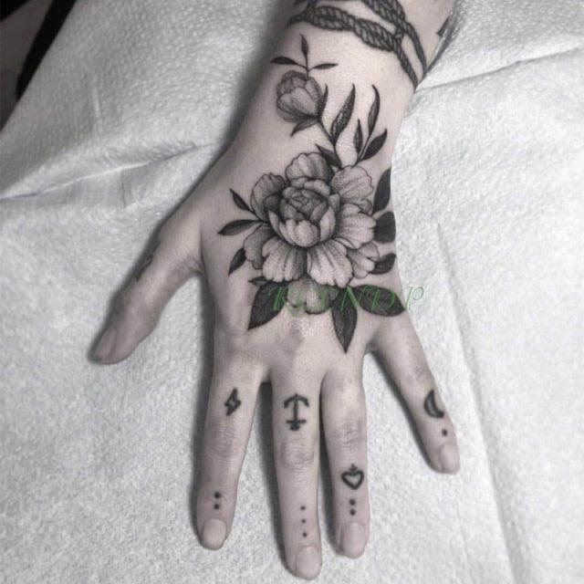 Waterproof Womens Temporary Sticker Tattoo Flower Rose Realistic Sketches For Arm Hand