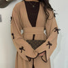 Wavy Edge Bow Embellished Open Abaya (MOA133)