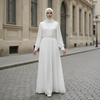 White Chiffon Princess Dress Abaya with Lantern Sleeves | Elegant Spring Fairy Swing French Court-Style Abaya (MA180)