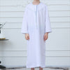 White Kaftan Thobe with Contrast Stitching(MKB025)