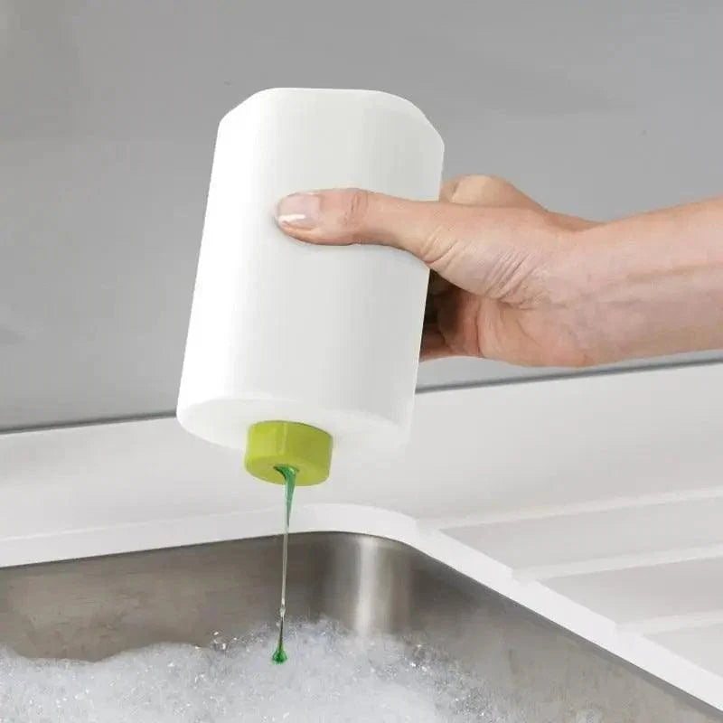 White Smart Kitchen Soap Dispenser Bathroom Accessories Liquid Soap Dispenser Simple Storage Box With Tank 3 IN 1 Cleaning Sponge Brush Holder Soap Pump Kitchen Gadgets