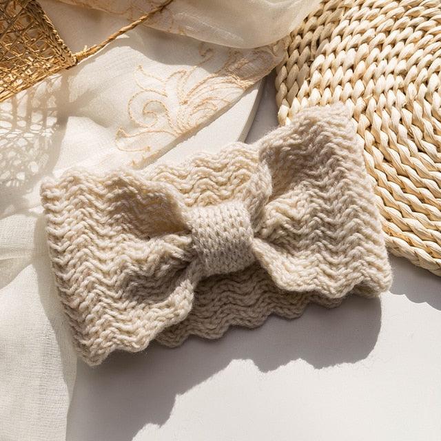 Wide Knitted Headband Bows Knotted Winter Women Turban Hair Accessories For Girls Lady Soft Knitting Winter Headbands Gorgeous Hair Accessories For Women