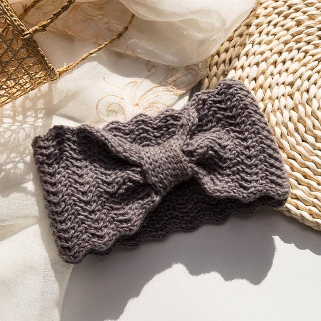Wide Knitted Headband Bows Knotted Winter Women Turban Hair Accessories For Girls Lady Soft Knitting Winter Headbands Gorgeous Hair Accessories For Women