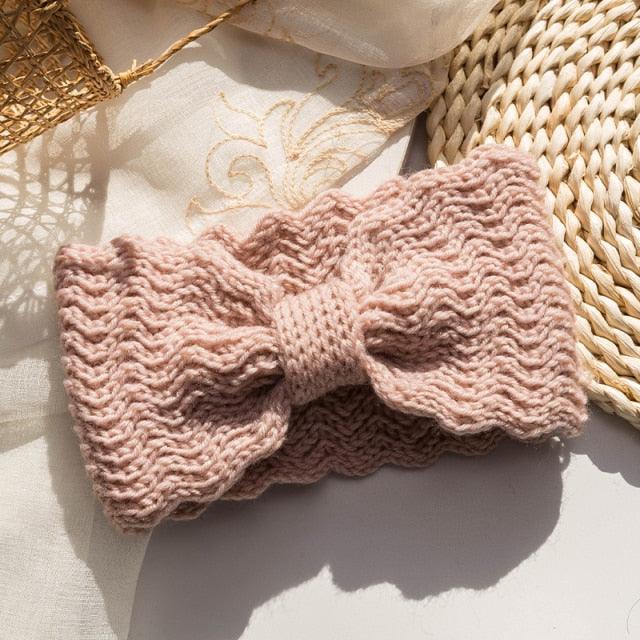 Wide Knitted Headband Bows Knotted Winter Women Turban Hair Accessories For Girls Lady Soft Knitting Winter Headbands Gorgeous Hair Accessories For Women