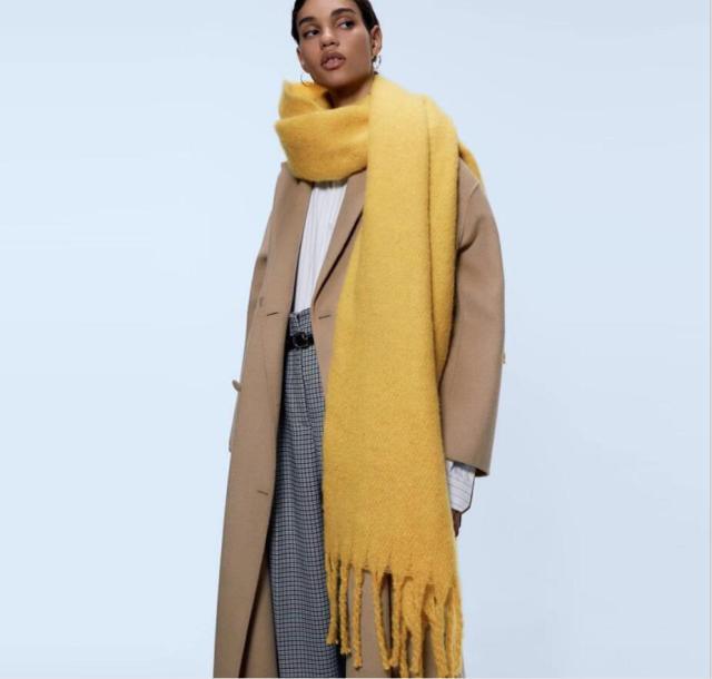 Winter Thick Soft Solid Color Warm Scarf Cashmere Hijabs Lightweight Warm Scarves Wraps Elegant Big Tassels Shawl Long Stole Mufflers For Women