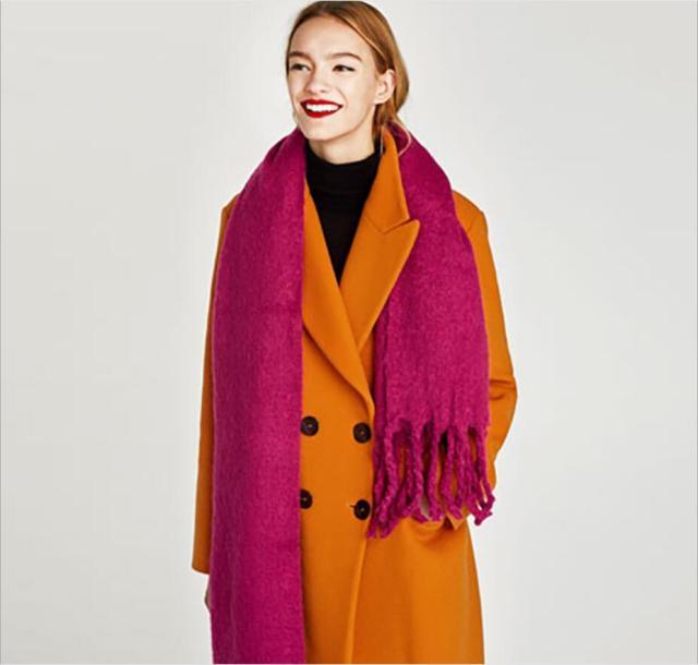 Winter Thick Soft Solid Color Warm Scarf Cashmere Hijabs Lightweight Warm Scarves Wraps Elegant Big Tassels Shawl Long Stole Mufflers For Women