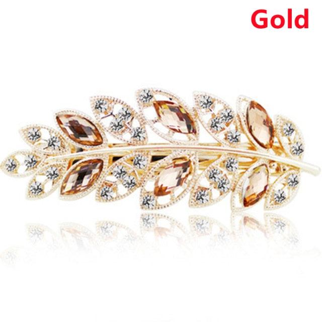 Women Fashion Rhinestone Horsetail Hairpin Spring Clip Ladies Luxury Jewelry Crystal Side Clip Gorgeous Ponytail Holder Hair Accessories For Women