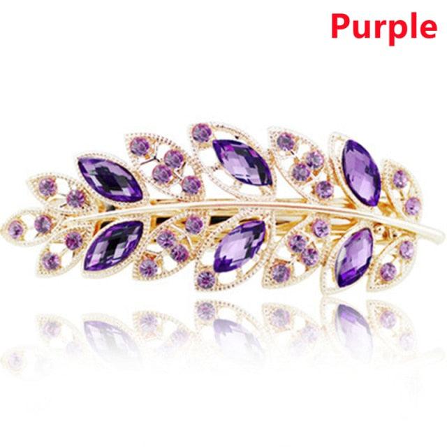 Women Fashion Rhinestone Horsetail Hairpin Spring Clip Ladies Luxury Jewelry Crystal Side Clip Gorgeous Ponytail Holder Hair Accessories For Women