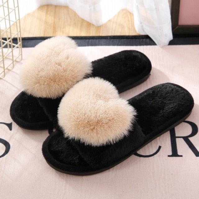 Women Indoor Warm Home Slippers Bedroom Cute Heart Pattern Non-slip Soft Comfort Plush House Heart Slippers Women Cute Fluffy Soft Sole Plush For House Indoor Outdoor Memory Foam Open Toe Slippers