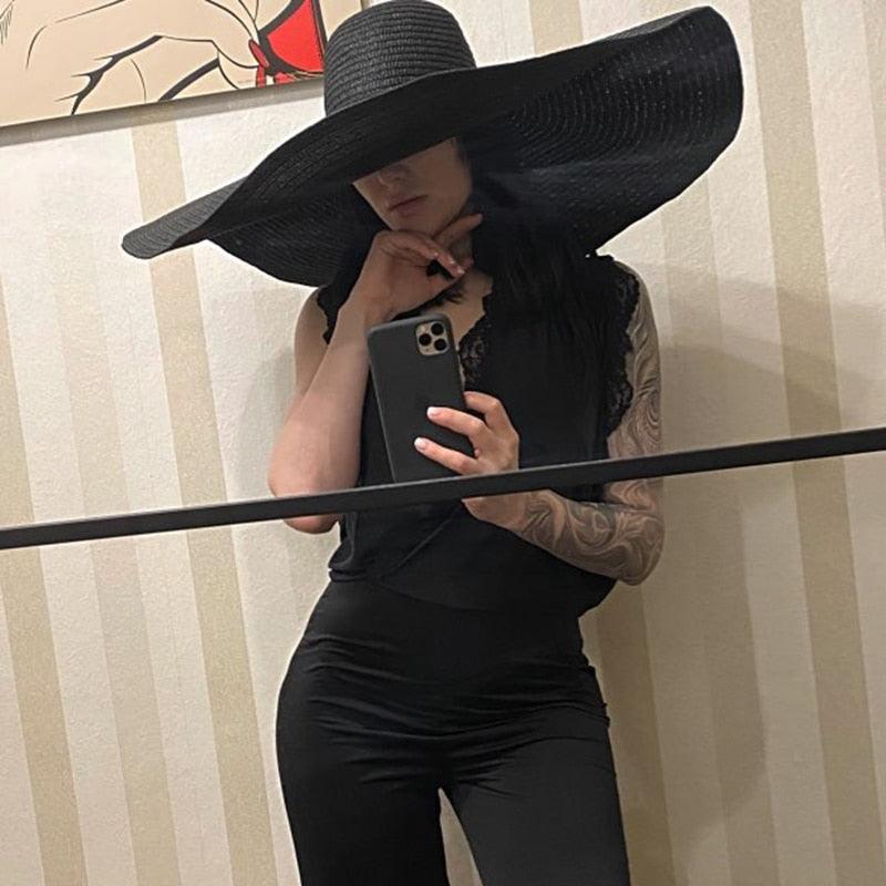 Women Oversized Foldable Summer Large Wide Hat Beach Straw Hat Cute Sun Cap Retro Foldable Handmade Big Hats Ladies UV Protection Hat Vintage Summer Sun Beach Hats