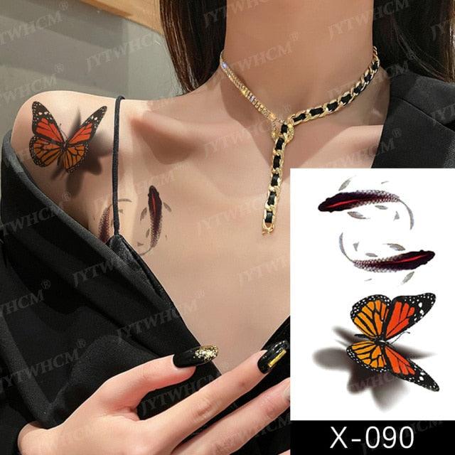 Women's Different Stickers Tattoo Temporary Waterproof Neck Arm Leg Tattoo Colorful Design