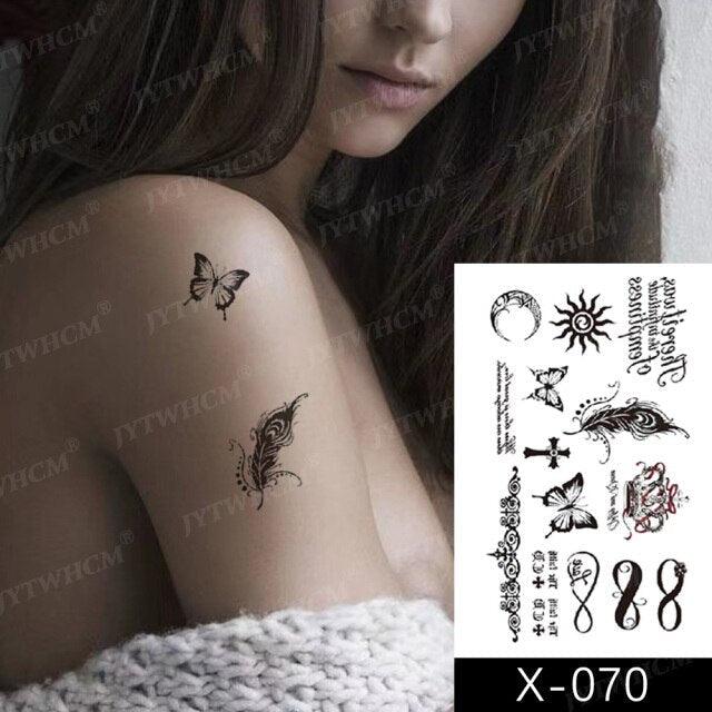 Women's Different Stickers Tattoo Temporary Waterproof Neck Arm Leg Tattoo Colorful Design