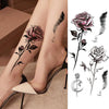 Women's Fashion Flower Temporary Tattoos Sticker Fake Rose Waterproof Large Realistic Black Colorful Flowers Tattoos
