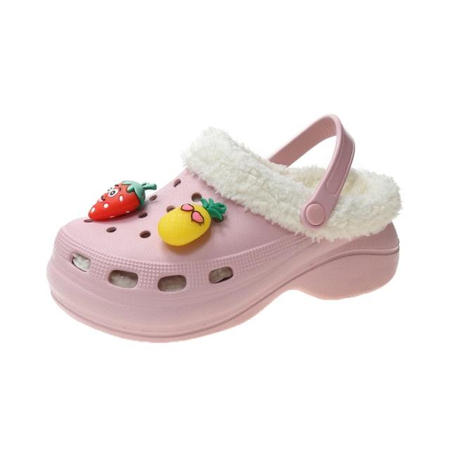 Women's Slippers Summer New Thick Soles Fashion Leather Shoes Flip Flops Women Clogs Winter Slippers Arch Support House Slippers Slip On Garden Shoes Warm Home Shoes