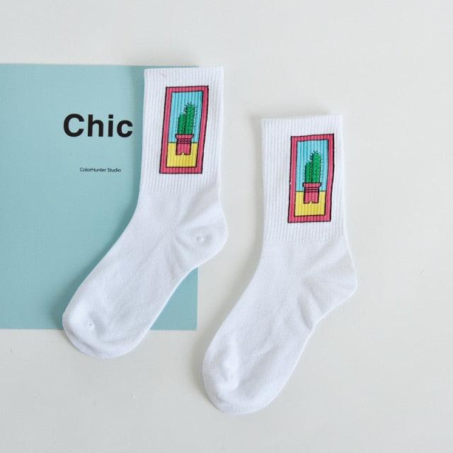 Women's Socks Combed Out Of Pure Cotton Colorful Cartoon Cute Funny Happy Kawaii Moon Strawberry Cactus Ankle Socks For Men And Women