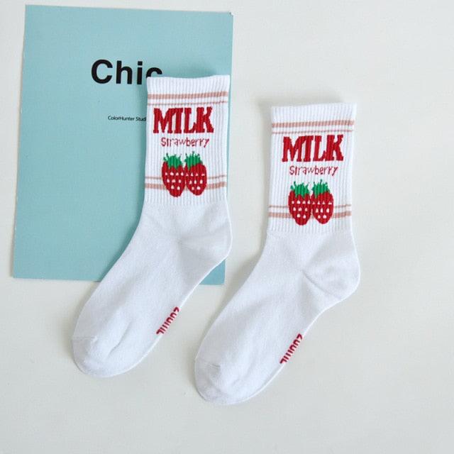 Women's Socks Combed Out Of Pure Cotton Colorful Cartoon Cute Funny Happy Kawaii Moon Strawberry Cactus Ankle Socks For Men And Women