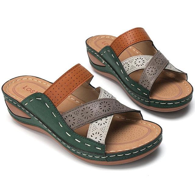 Women Sandals Fashion Shoes Summer Shoes With Heels Flip Flops Women Beach Casual Shoes Comfort Slip On Sandal Vintage Casual Summer Open Toe Low Heel Slipper Flat Shoes