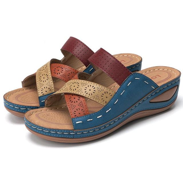 Women Sandals Fashion Shoes Summer Shoes With Heels Flip Flops Women Beach Casual Shoes Comfort Slip On Sandal Vintage Casual Summer Open Toe Low Heel Slipper Flat Shoes