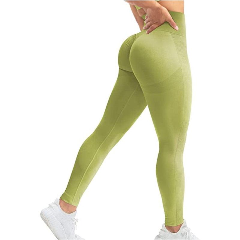 Women Seamless Workout Leggings High Waist Push Up Leggings Seamless Leggings Women Yoga Pants Fitness Push Up Leggings Workout Gym Pants Female Ladies Fashion Legging Bright Colors Yellow Sports Leggings