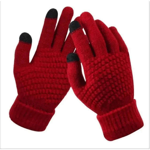 Women Winter Touch Screen Gloves Thicken Warm Knitted Stretch Gloves For Winter Wool Full Finger Outdoor Skiing Gloves Unisex Winter Gloves Women Touch Screen Gloves Knitted Gloves for Girls Stylish Winter Gloves