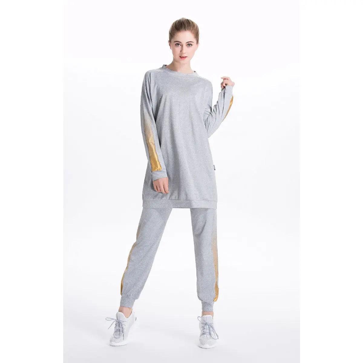 MB008 Women's Casual Two Piece Sweatsuit Set - Long Sleeve Crewneck and Joggers