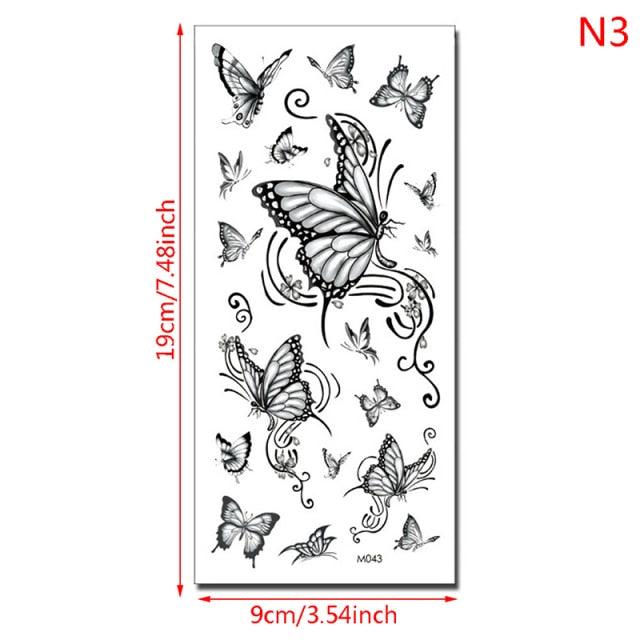Womens Fashion 3D Butterfly Waterproof Temporary Sticker Tattoo Leg Arm Modern Blue Design For Womens