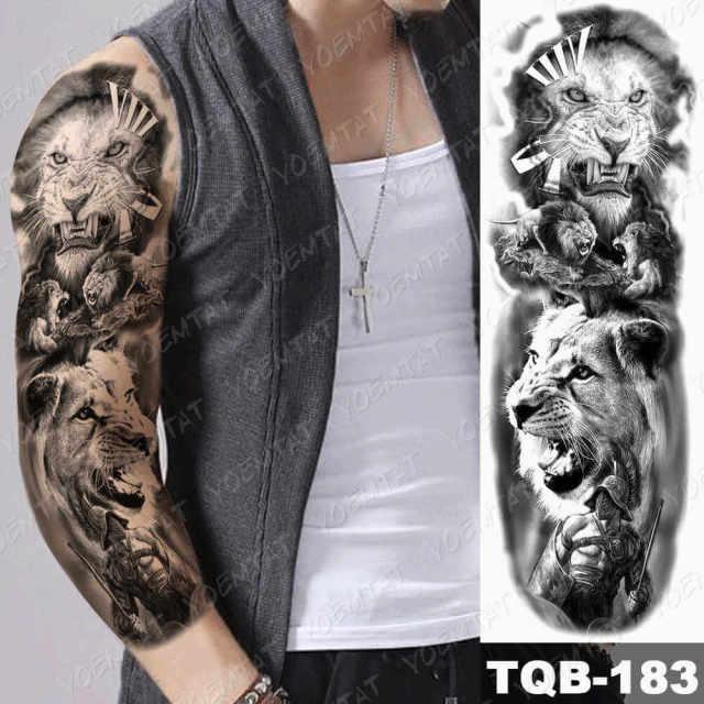 Womens Large Tattoo Eye Lion Waterproof Temporary Sticker Realistic Big Luxury Tattoo Modern Design