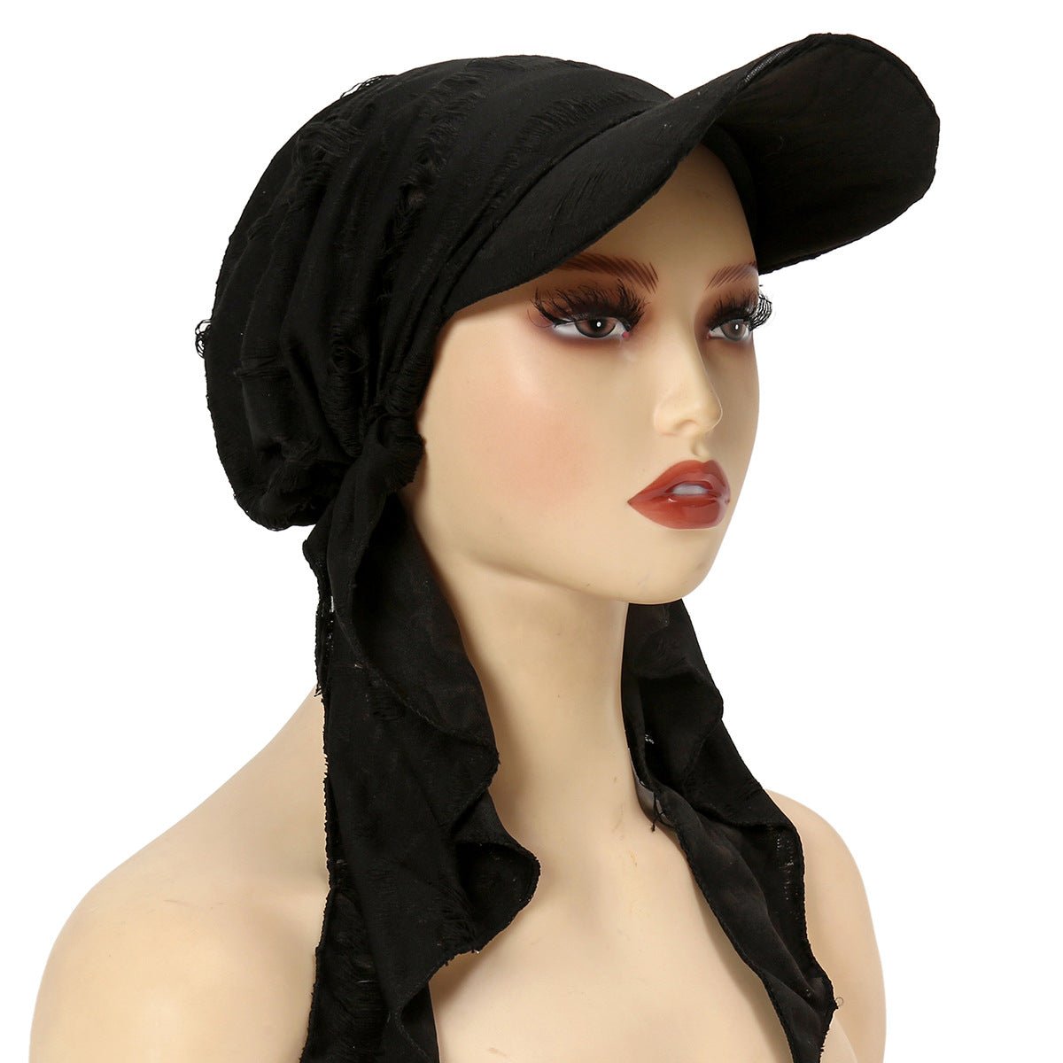 Women's Multi-Color Fashion Baseball Cap – Frayed Edge Boho Beanie with Feather Detail（MH113）