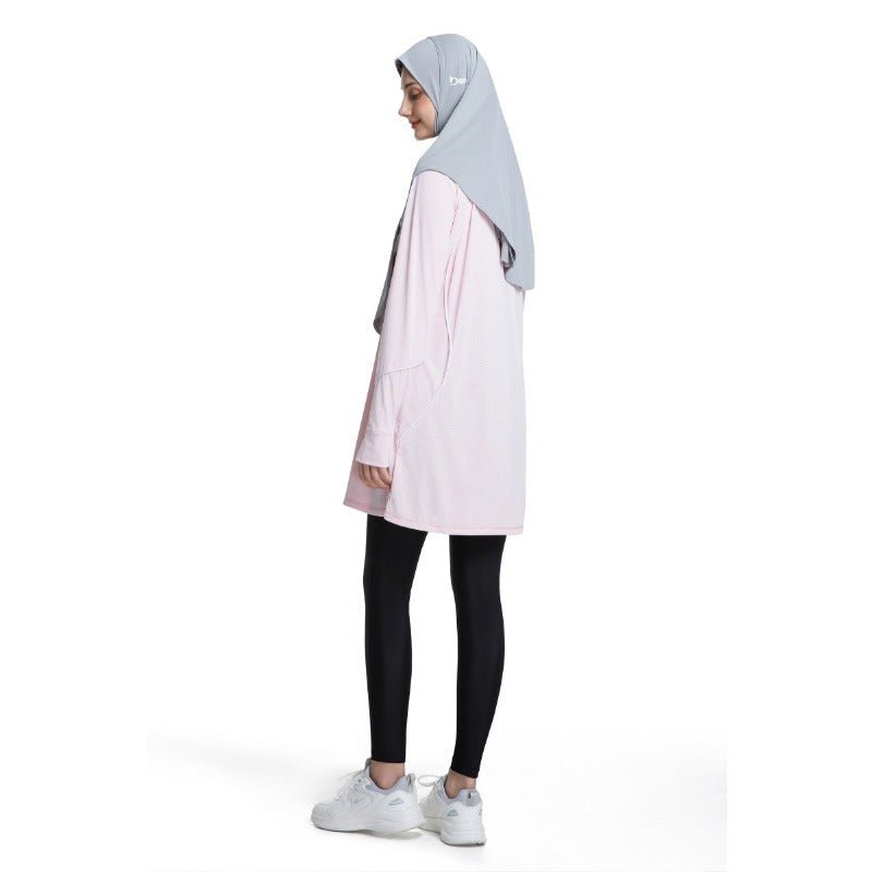 Women's Quick Dry Long Sleeve Modest Workout Top | Polyester Athletic Yoga Tunic with Simple Lines(MS114)