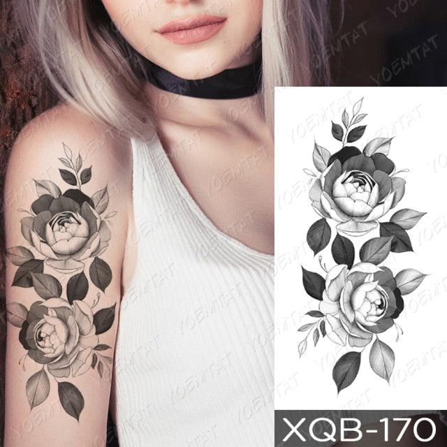 Womens Waterproof Temporary Tattoo Sticker Blue Flower Luxury Big Tatoo For Body Arm