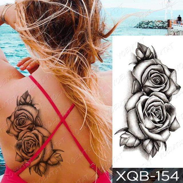 Womens Waterproof Temporary Tattoo Sticker Blue Flower Luxury Big Tatoo For Body Arm
