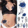 Womens Waterproof Temporary Tattoo Sticker Blue Flower Luxury Big Tatoo For Body Arm