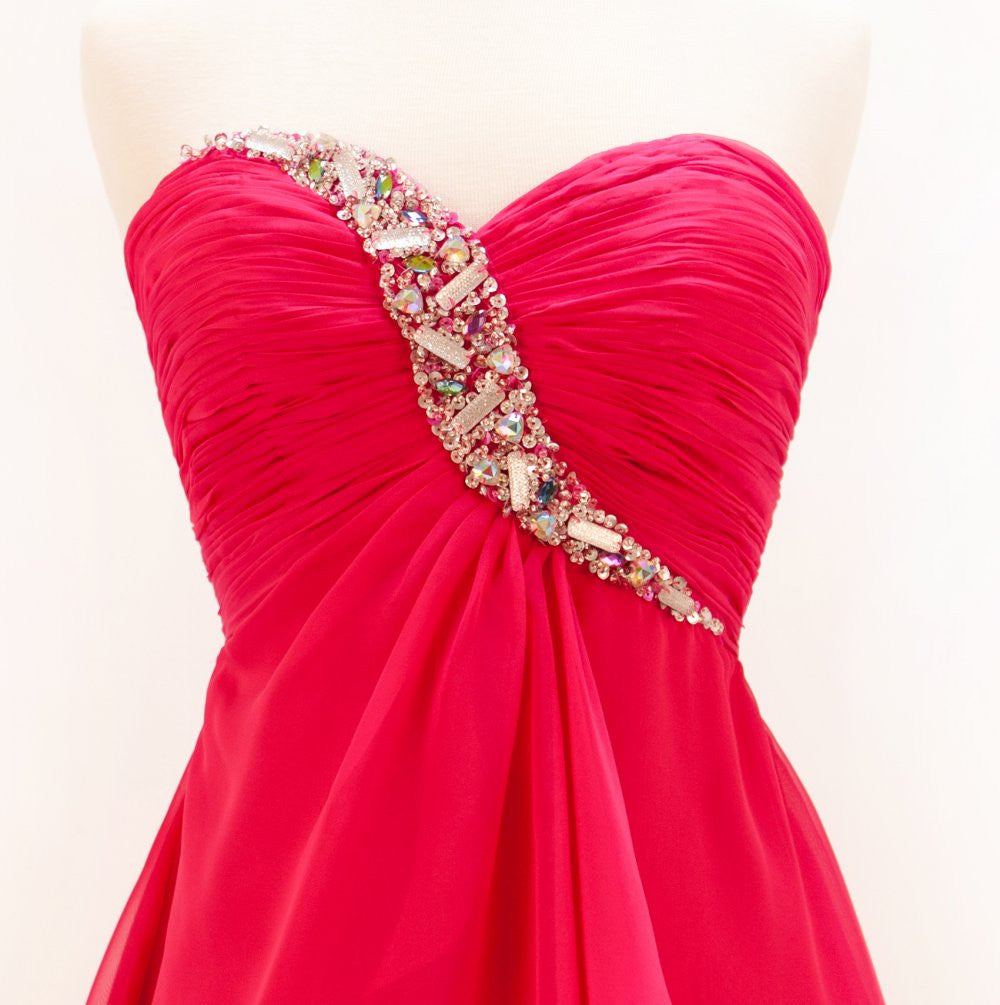 CLEARANCE - Cinderella Divine HK5744 Short Red Chiffon Dress (Size 4)