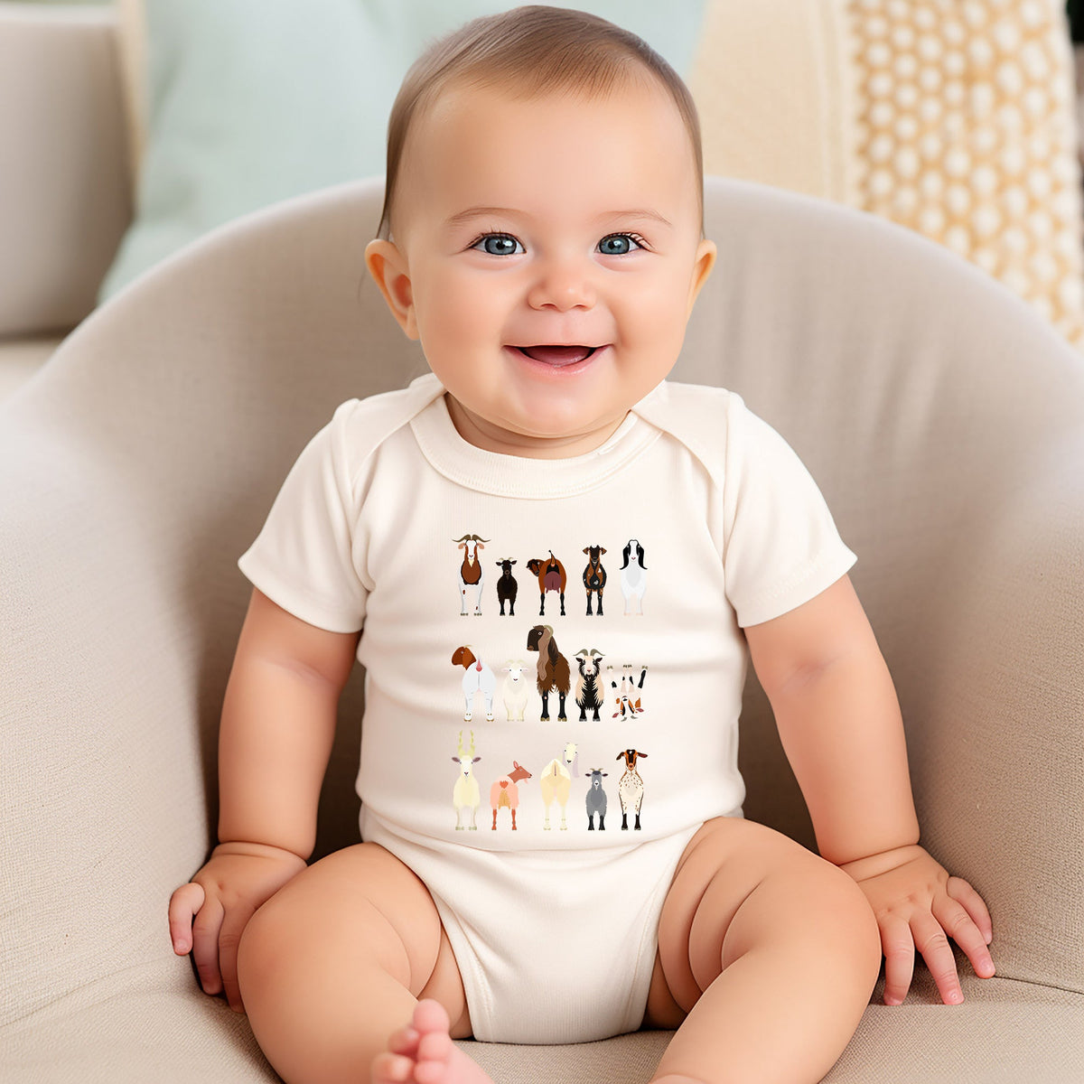 Goat Lovers Farm Animal Illustration Breeds Kids Edition Charming Farmyard Scene Print Comfort Colors Tee