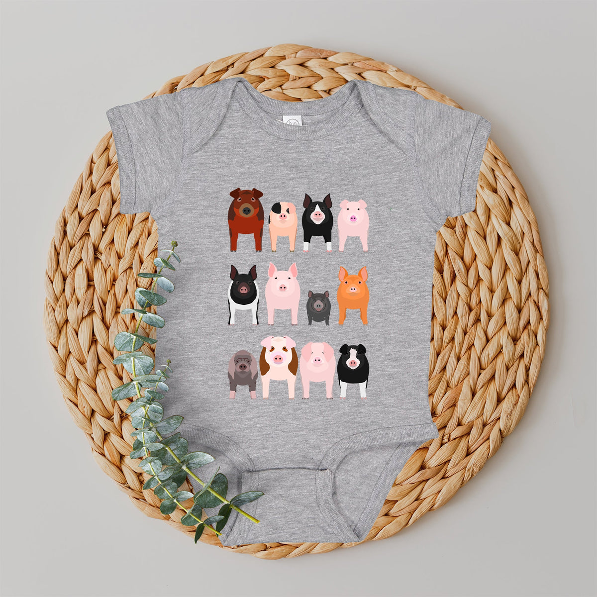 Pig Lovers Farm Animal Illustration Breeds Portraits Collection Comfort Colors Tee