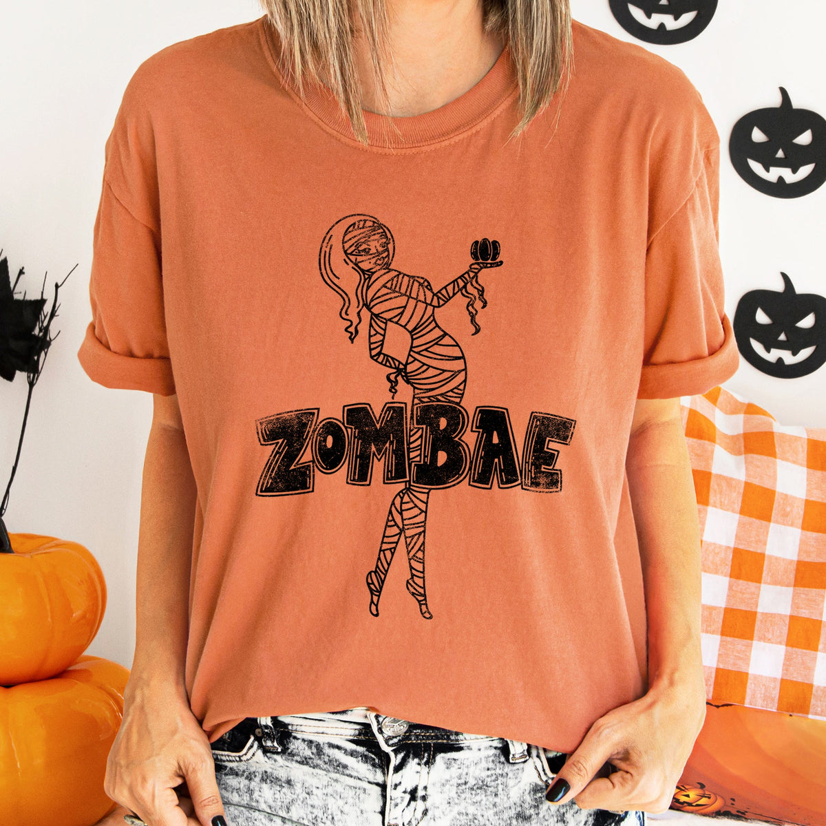 Zombae Retro Halloween Zombie Night Edition Deluxe Premium Heavyweight Comfort Colors Tee